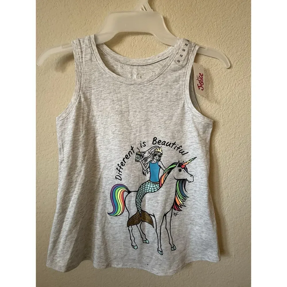 Lot Of 3 Justice Mermaid Unicorn Pineapple Sequin Sleeveless Tank Tops Size 10